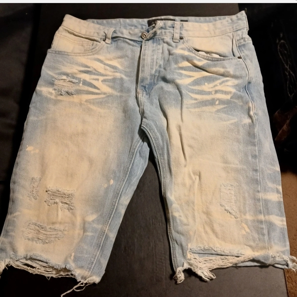 Decibel Light Blue Shorts Size 34 Men's 100% Cotton With Distressed look